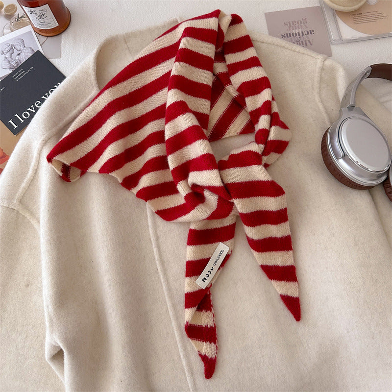 Wool Knitted Stripe Christmas Scarf