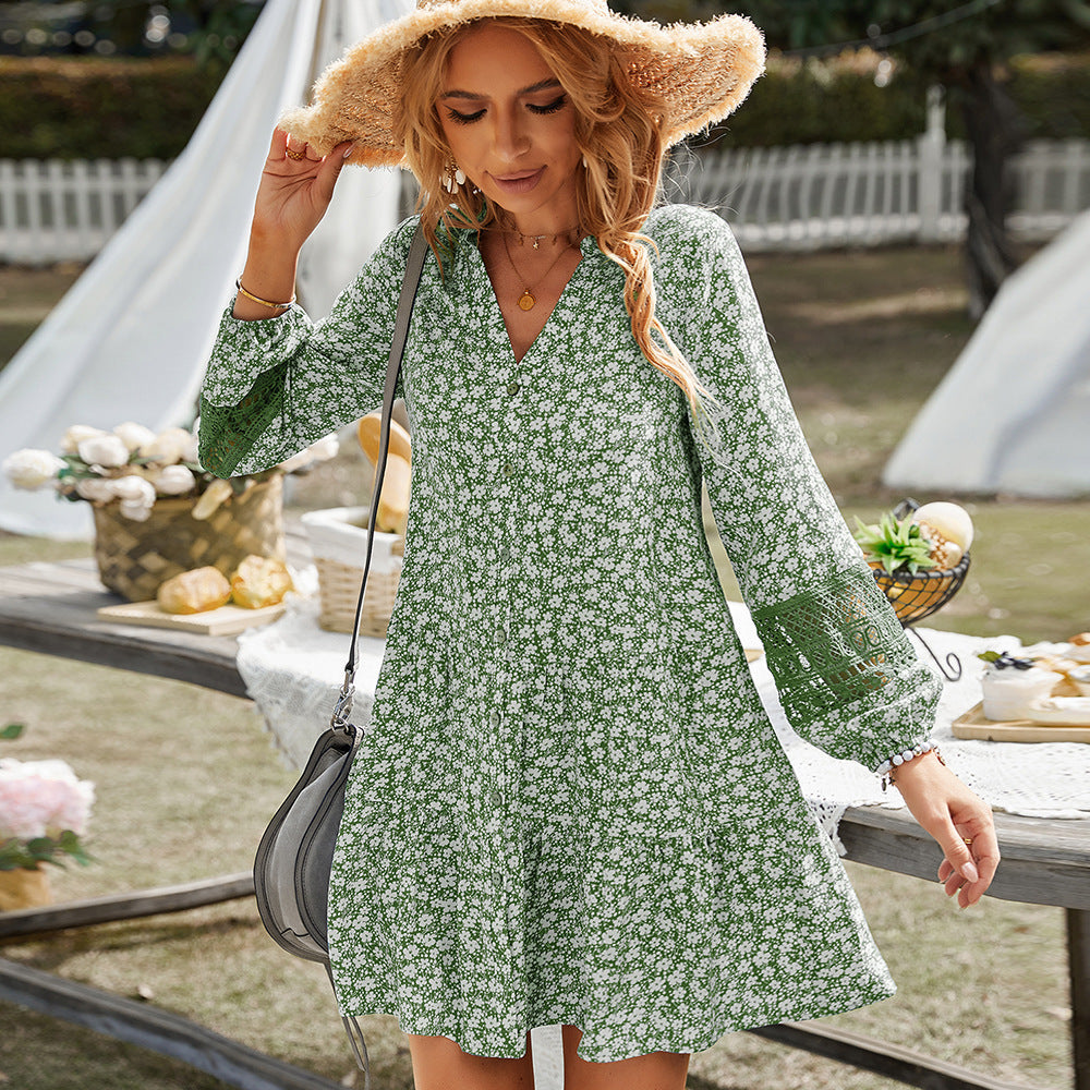 WearBabydoll Dress Lace Stitching Dress Casual Vacation