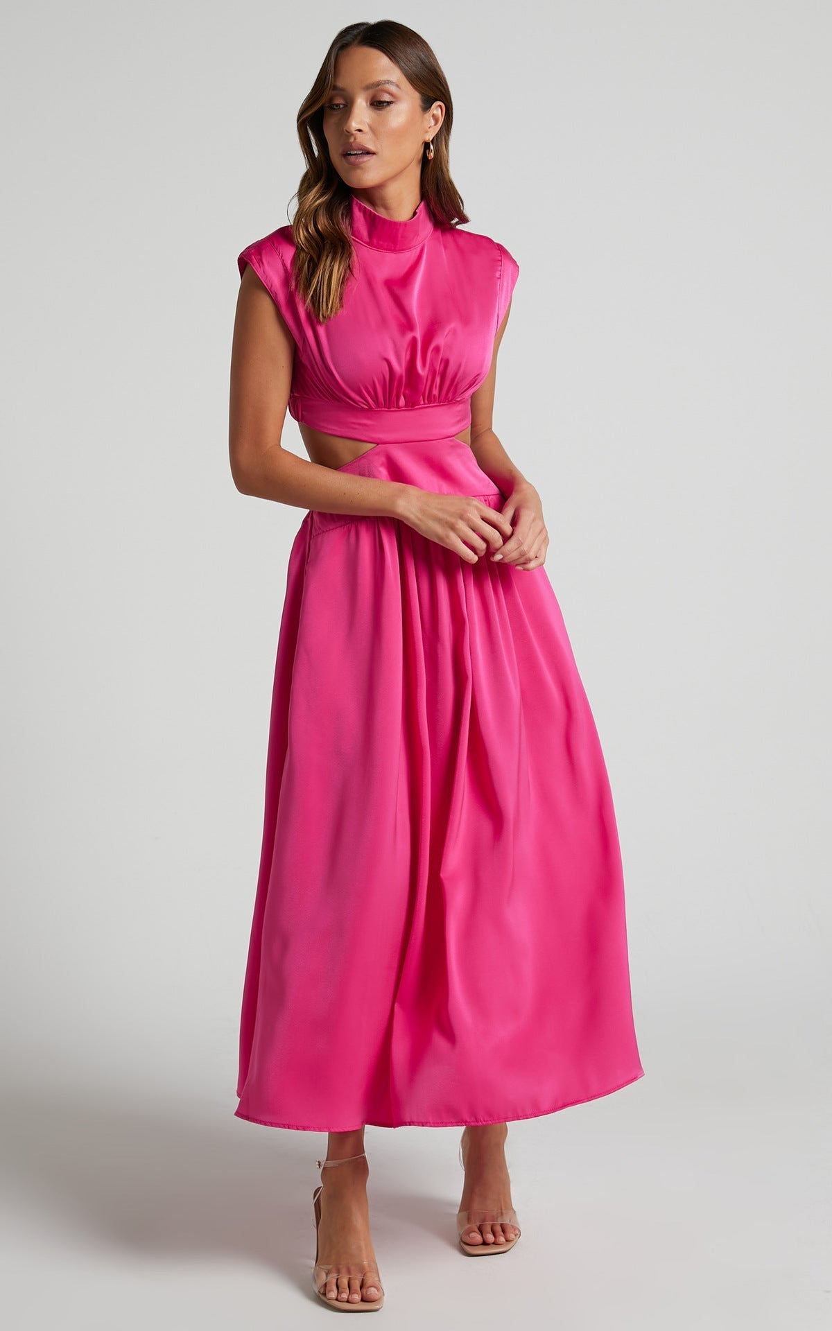 Sweet Street StCollar Solid Color Cropped Outfit Maxi Dress