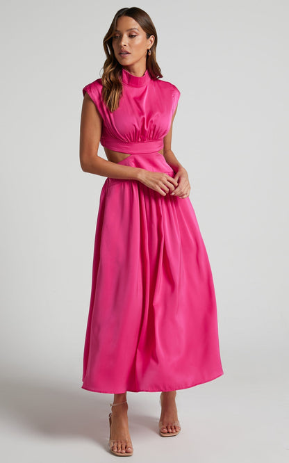 Sweet Street StCollar Solid Color Cropped Outfit Maxi Dress