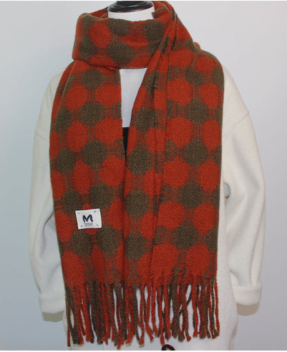 Reversible Polka Dot Fringe Christmas Scarf