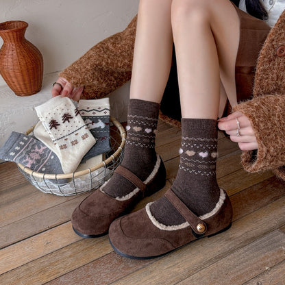 Intarsia Retro Thick Warm Mid Calf Christmas Socks
