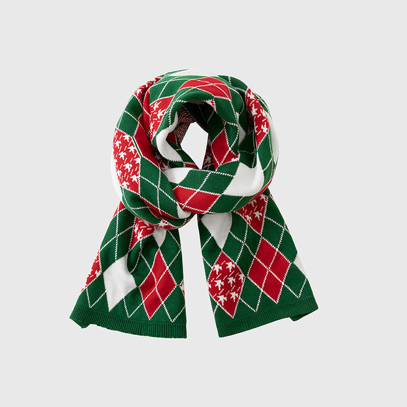 Textured Ribbed Knit Christmas Scarf