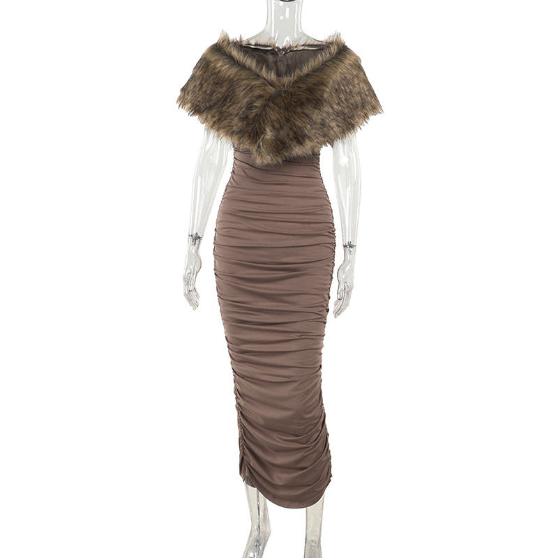 Mocha 2 piece Maxi Dress - Brown