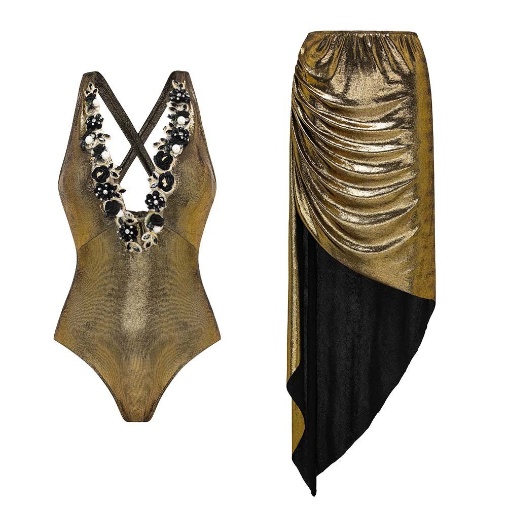 Coastal Chic Swimsuit Set - Gold