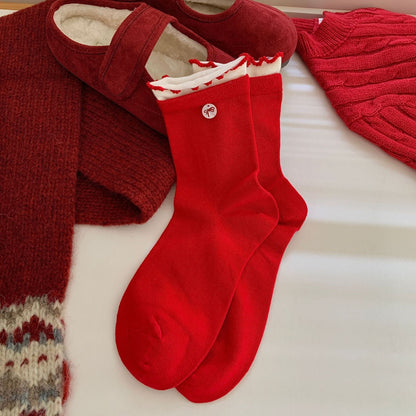 Bow Slouchy Mid-Calf Cute   Christmas Socks