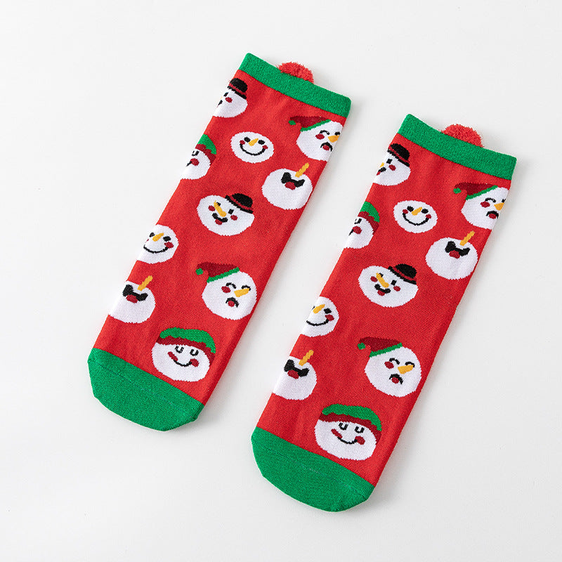 Cotton Cute Cartoon 3D Ear Red Mid Calf Christmas Socks