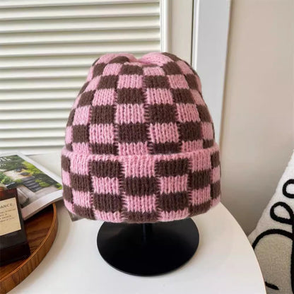 Checkered Knit Christmas Hat
