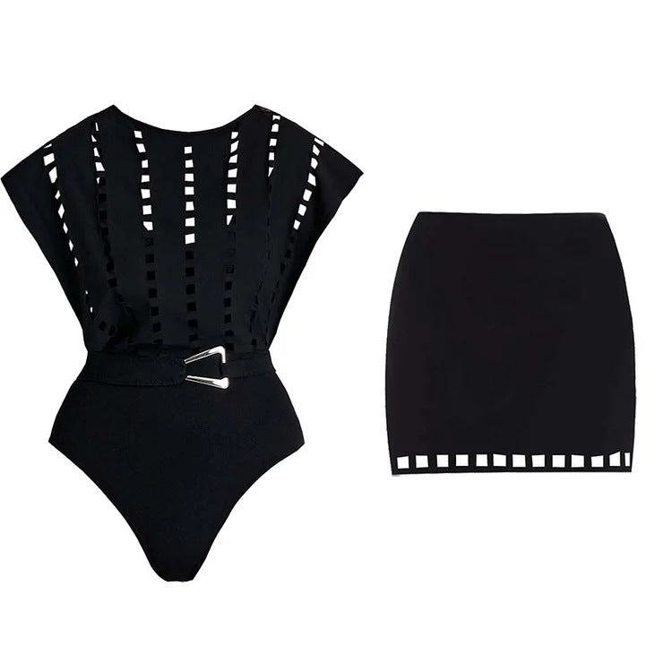 Black Pearl Swimsuit Set - Black