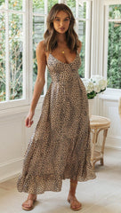 Saira Midi Dress - Brown