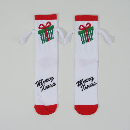 Holding Hands Mid Calf Cotton Warm Christmas Socks