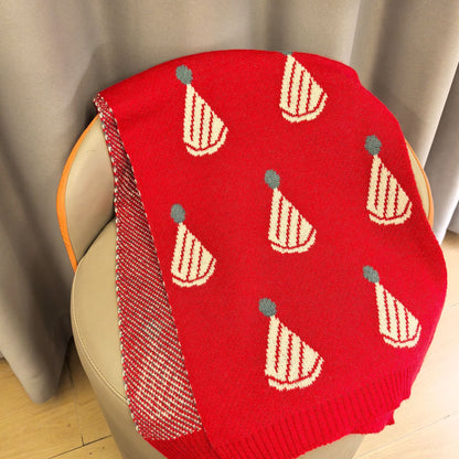 Fluffy Santa Cap Red Christmas Scarf