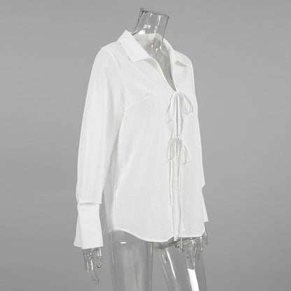 Siren Tie-Up Top - White