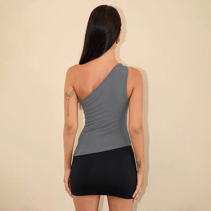 Cranston One-Shoulder Top - Grey