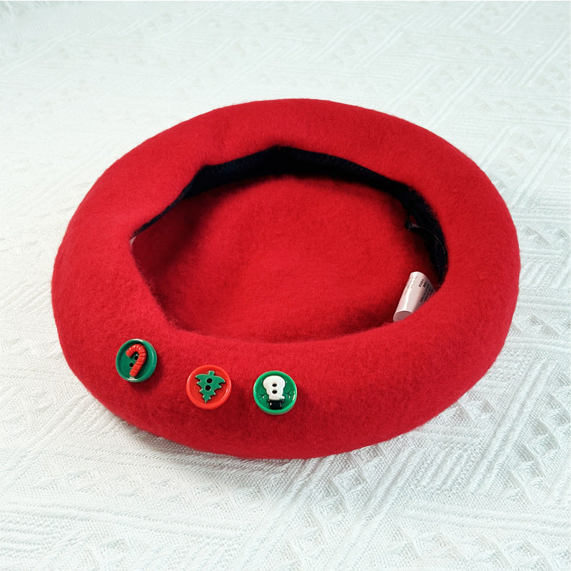 Textured Knit Beret Christmas Hat