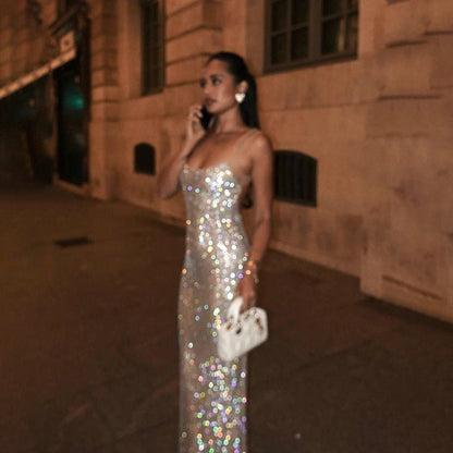 Design Shiny Camisole Socialite Slim Hip Dress