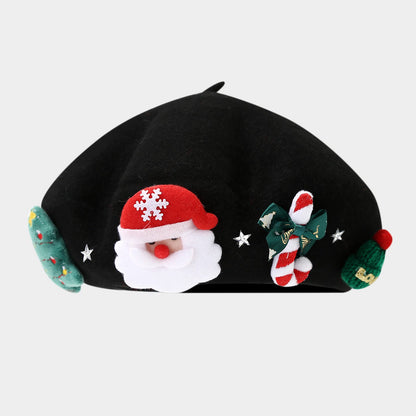 Wool Bow Beret Christmas Hat