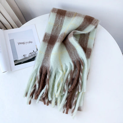 Plaid Mohair Blend Christmas Scarf