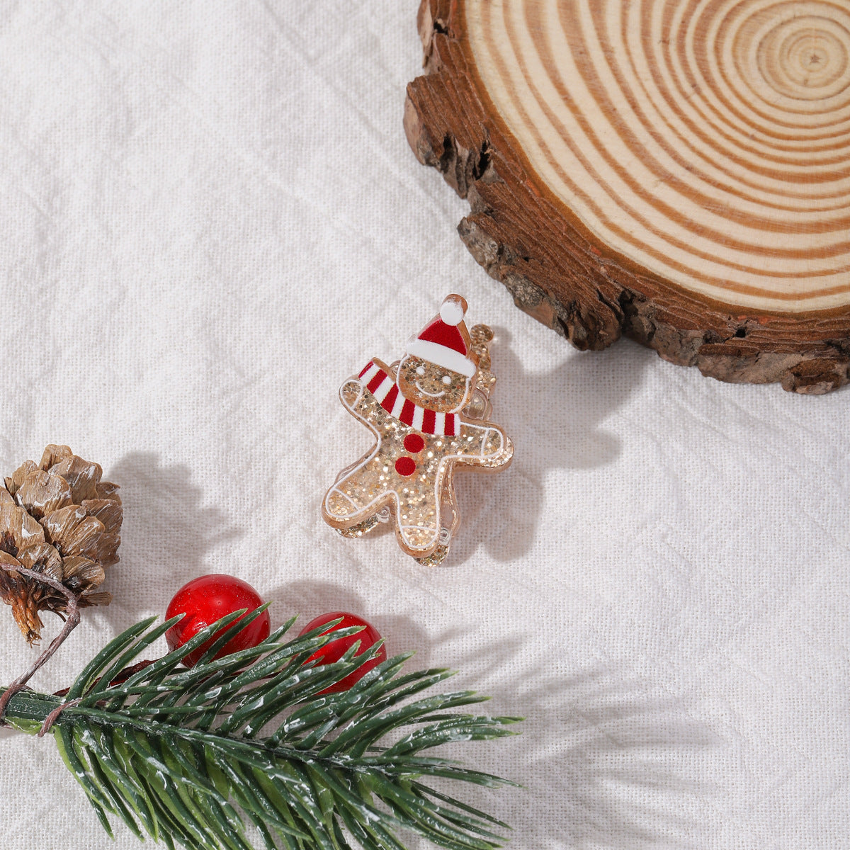 Sparkle Gingerbread Hat Glove Mini Claw Hair Accessory