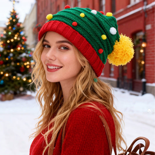 Multicolor Bobble Knit Christmas Hat