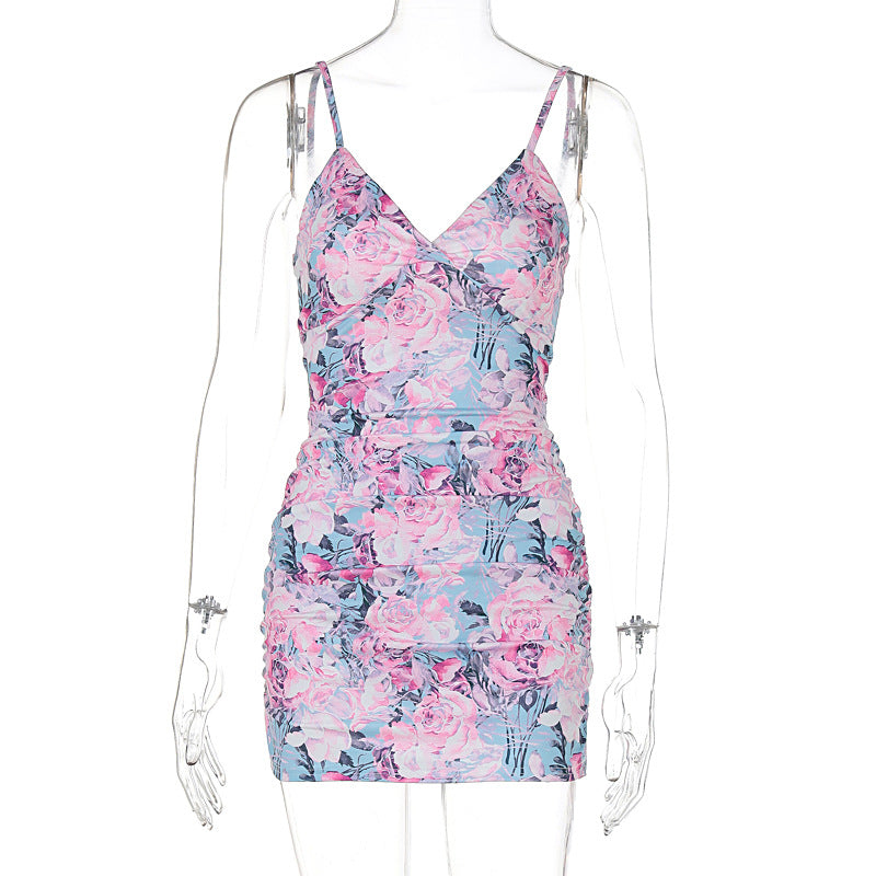 Printed Sling Slim Fit Sheath Dress