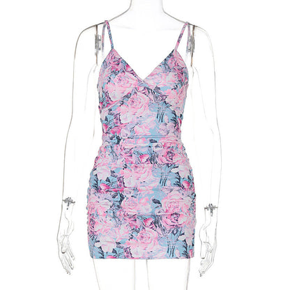 Printed Sling Slim Fit Sheath Dress