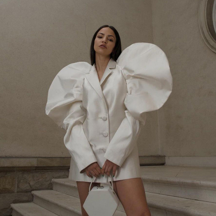 Lamb Leg Sleeve French Dress Niche Design Collared Short Elegant Dress