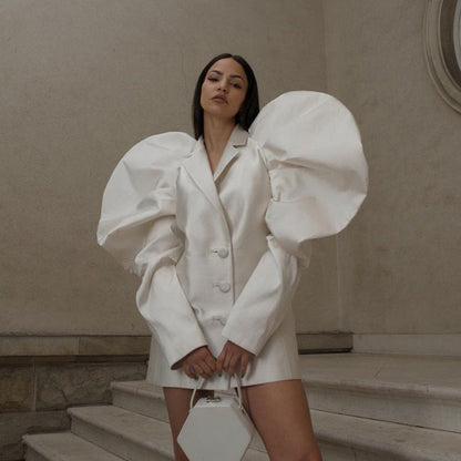 Lamb Leg Sleeve French Dress Niche Design Collared Short Elegant Dress