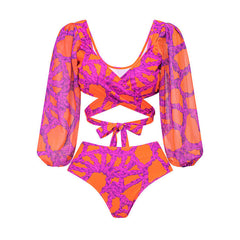 Siesta Full Sleeves Bikini Set  - Pink