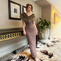 Mocha 2 piece Maxi Dress - Brown
