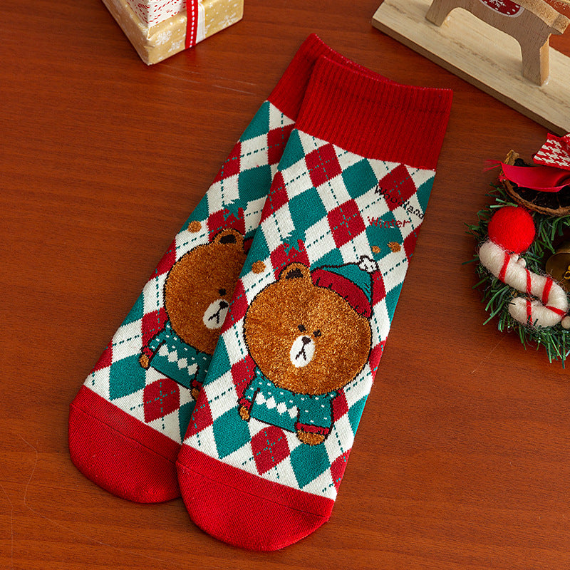 Cute Christmas Pattern Mid Calf Warm Christmas Socks