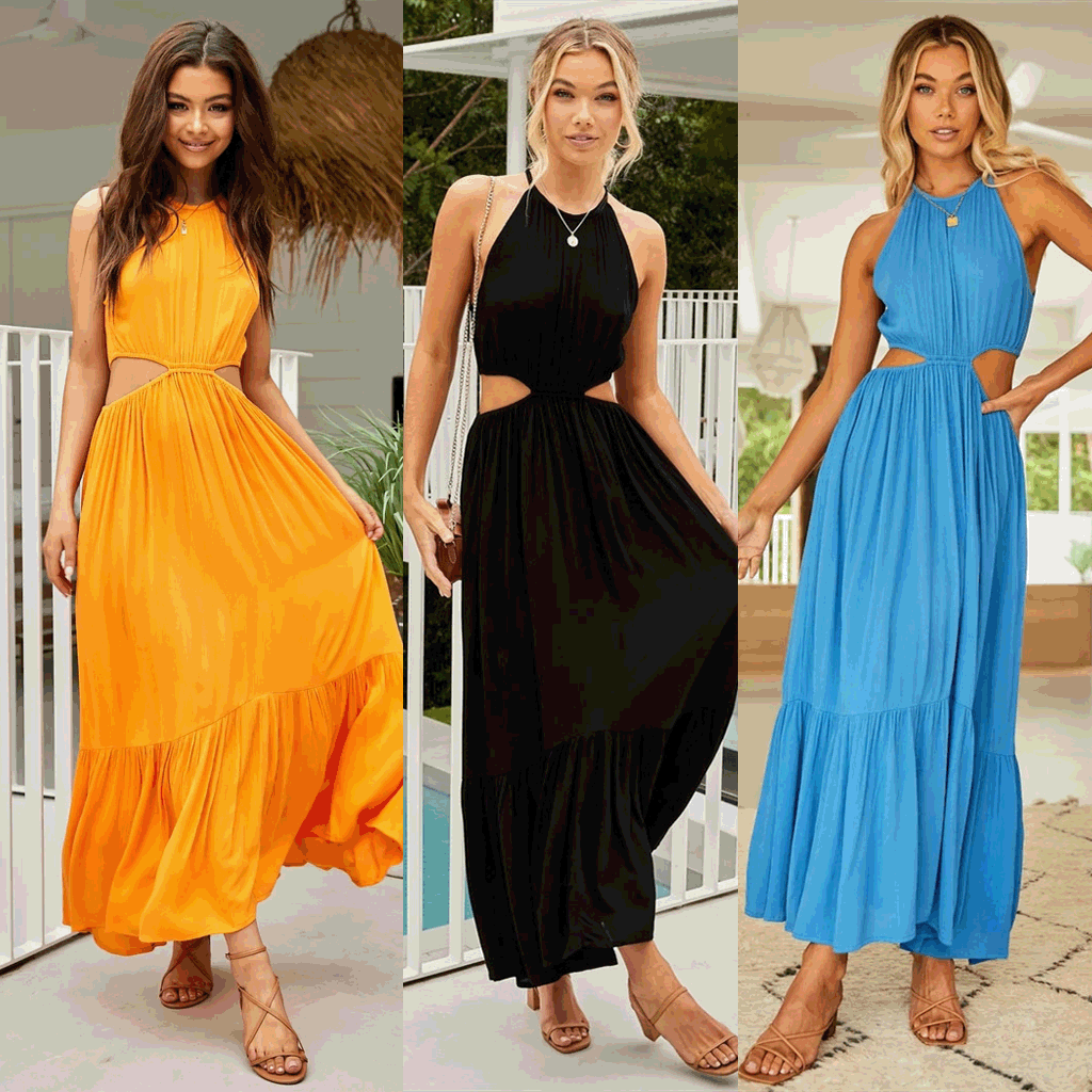 Maxi Fresh Elegant Halter Rayon Maxi Dress Maxi