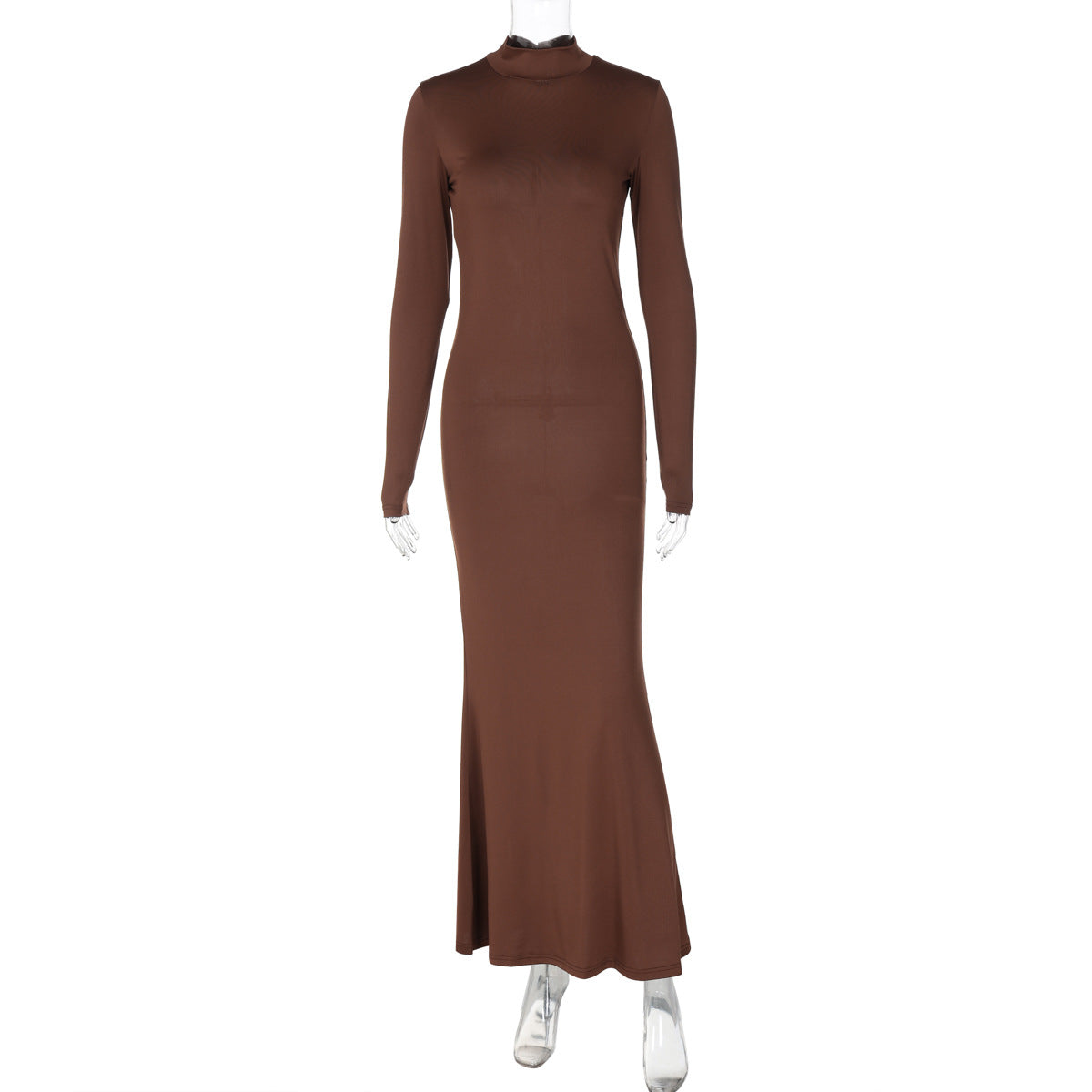 Long Sleeve Turtleneck Slimming Fishtail Dress Fall Design Slim Fit Sheath Dress