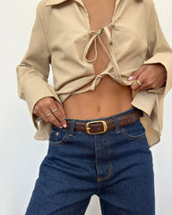 Siren Tie-Up Top - Khaki