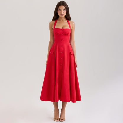 Carnes Midi Dress - Red