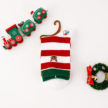 Cute Christmas Stripe Mid Calf Christmas Socks