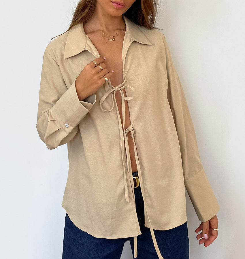 Siren Tie-Up Top - Khaki
