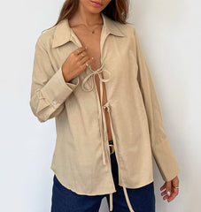 Siren Tie-Up Top - Khaki