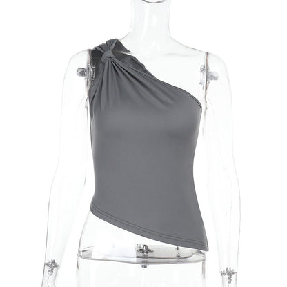 Cranston One-Shoulder Top - Grey