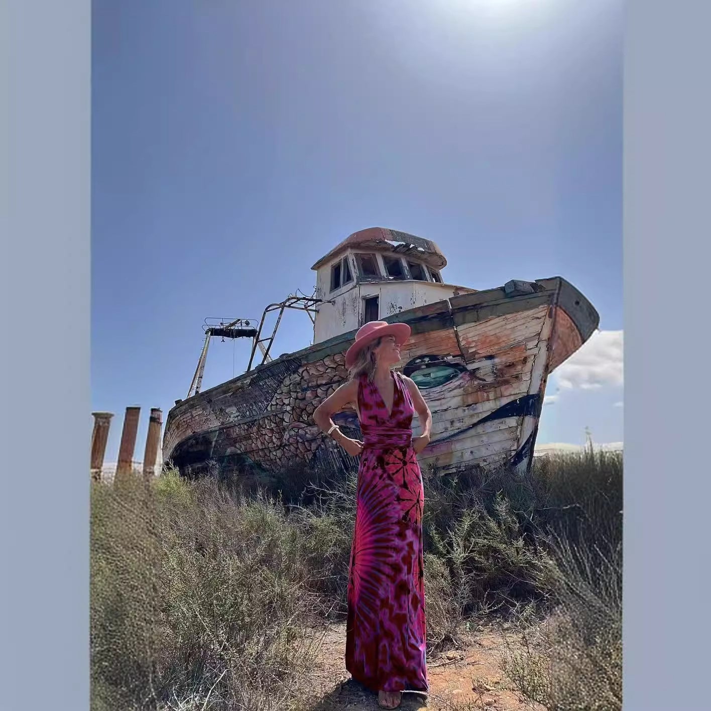 Printed Sleeveless V neck A line Dress