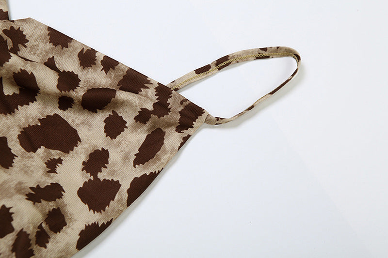 Leopard Aura Midi Dress - Brown