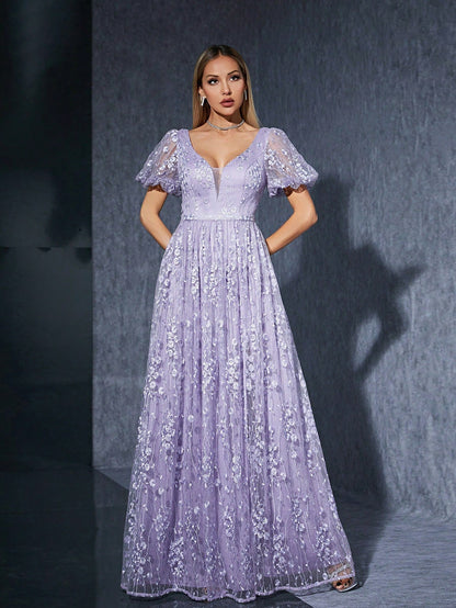 Bubble Sleeve Split Dress Sweet Fairy Photo Shoot Birthday Dress Embroidered Mesh