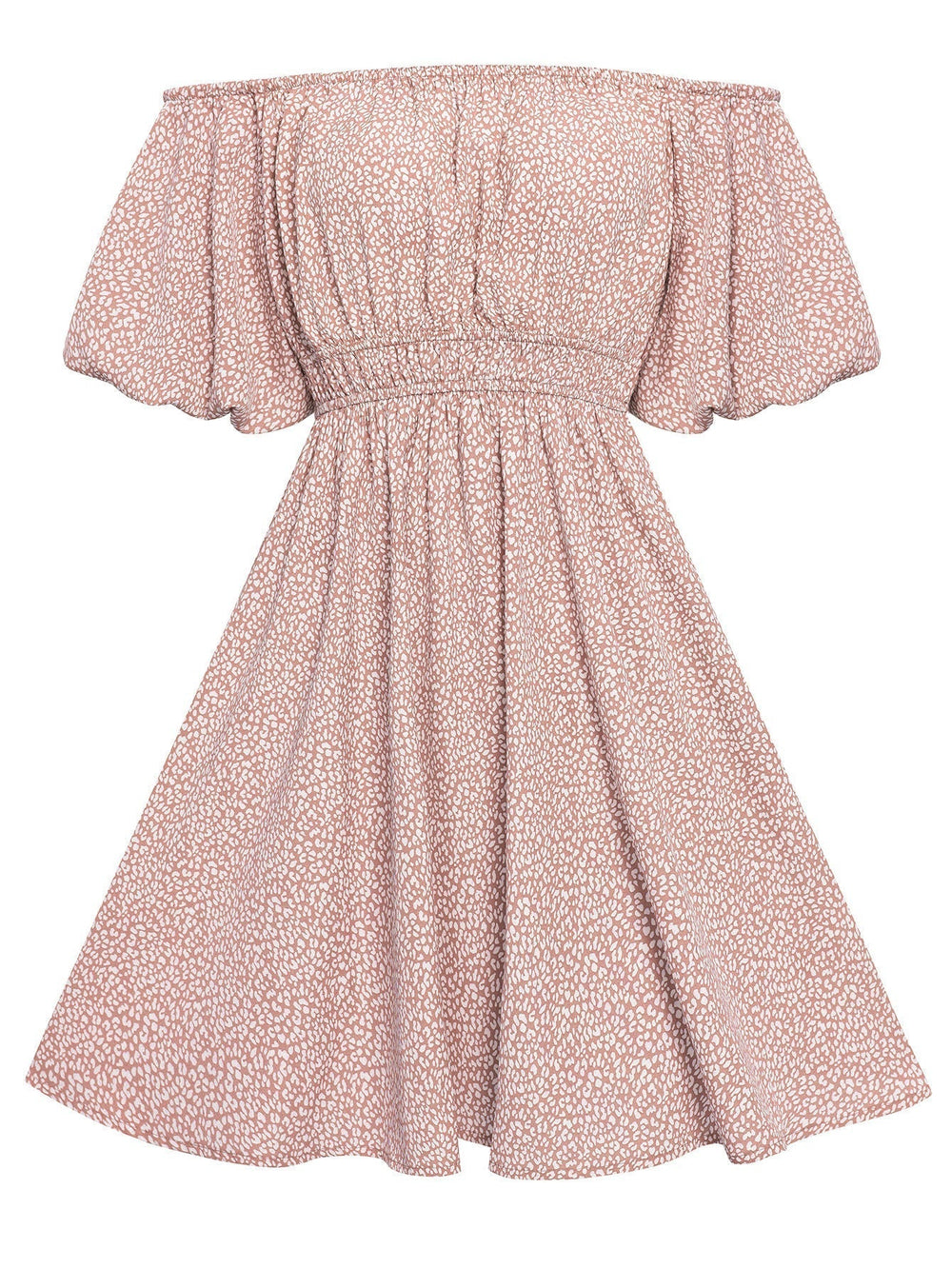 Floral Bubble Sleeves High Waist Dress S / Green Floral Print Summer Dress