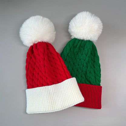 Cable Knit Bell Christmas Hat