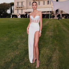 Sexy Sheer Strapless Long Prom Dress promdress-250223