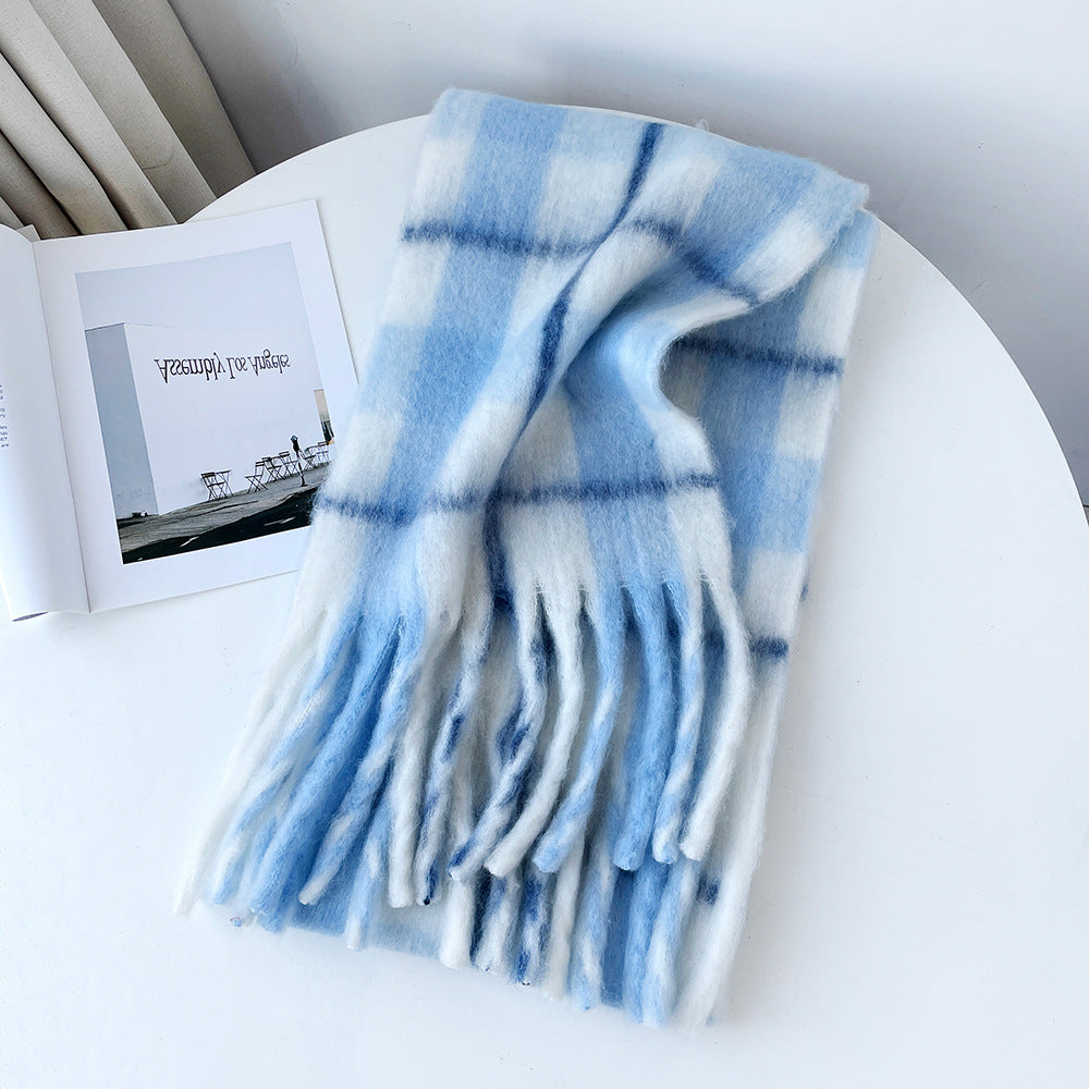 Plaid Mohair Blend Christmas Scarf