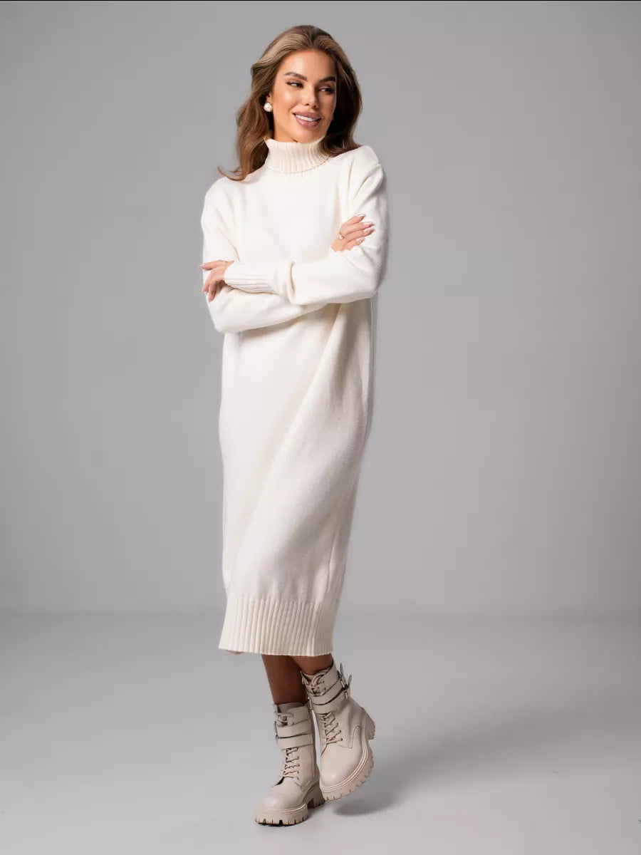 Turtleneck Knitting Dress  Loose Inner Wear Solid Color Slimming Woolen