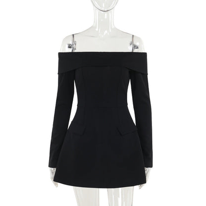Barbara 2.0 Off Shoulder Mini dress-Black