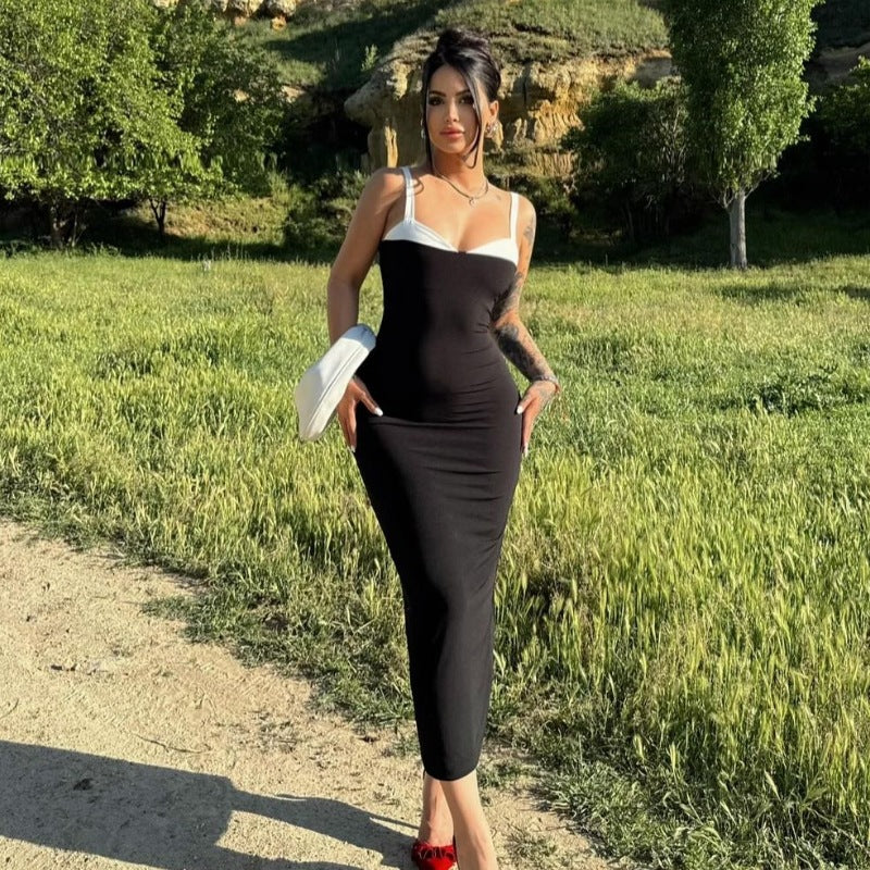 Package Hip Slim Fit Contrast Colors Sling Dress