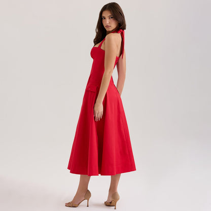 Carnes Midi Dress - Red